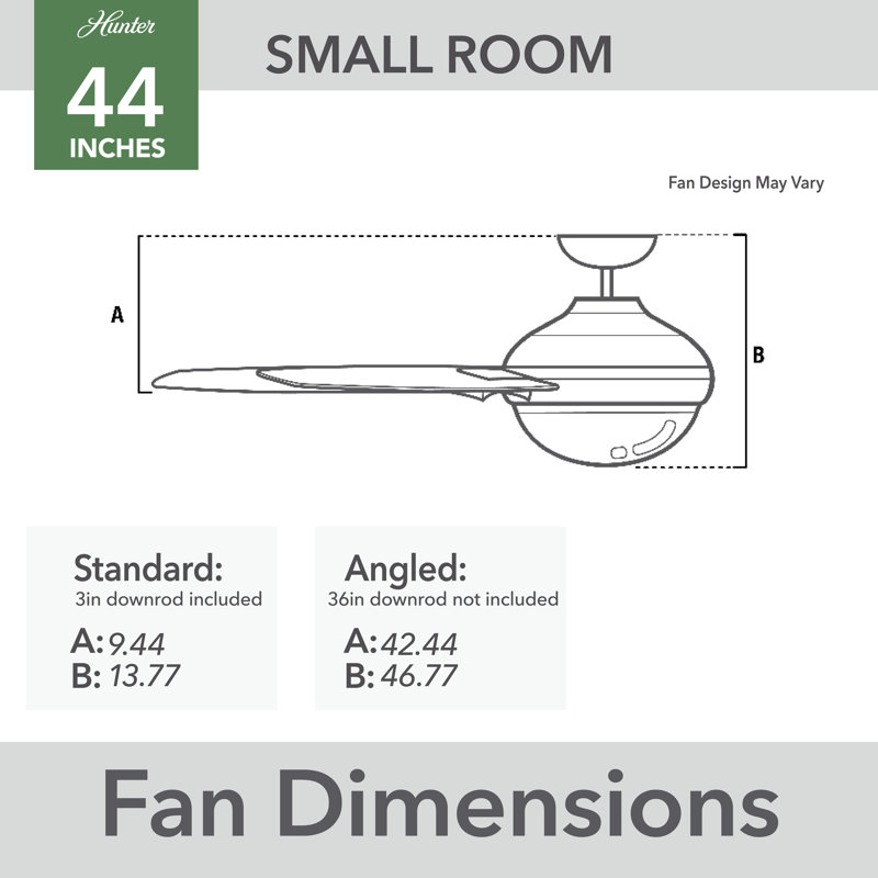 44" Anisten ENERGY STAR® 5-Blade Standard Ceiling Fan with Pull Chain and LED Light Kit Included, Gray, Matte Black