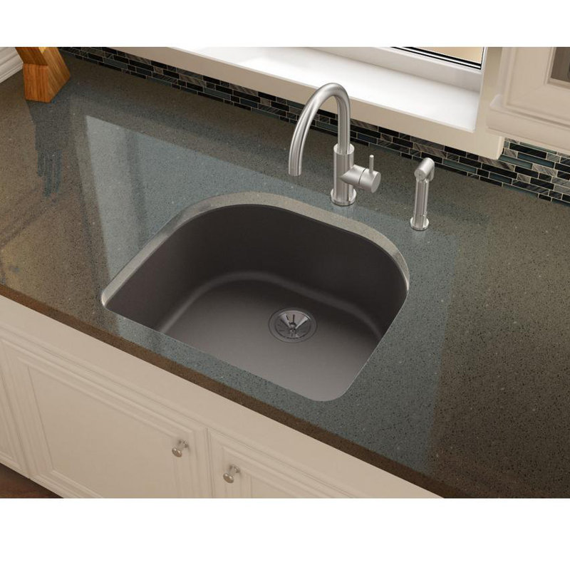 Évier de cuisine encastrable l 25 po x l 22 po Quartz Luxe, Châtaignier