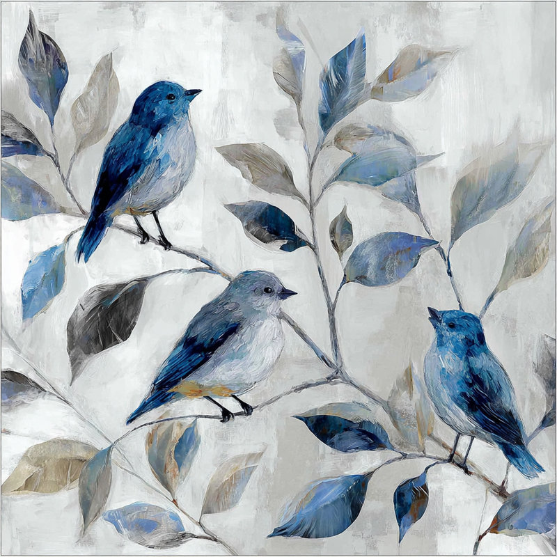 Art sur toile, "Oiseau à plumes bleues"