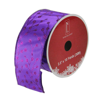 Arbre de Noël mauve scintillant avec rubans d'artisanat - 2,5 po x 120 verges