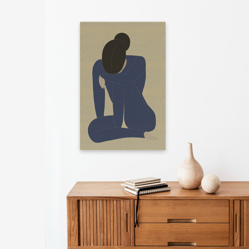 Femme en pensée - Art figuratif, H 24 po x l 16 po
