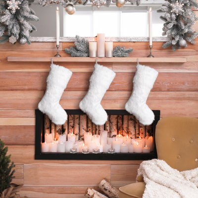 21"L White Plush Christmas Stocking