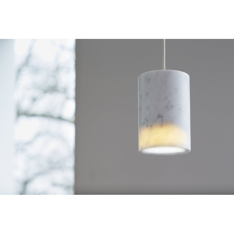 Solid 1 - Light LED Pendant, Carrara, Carrara/White