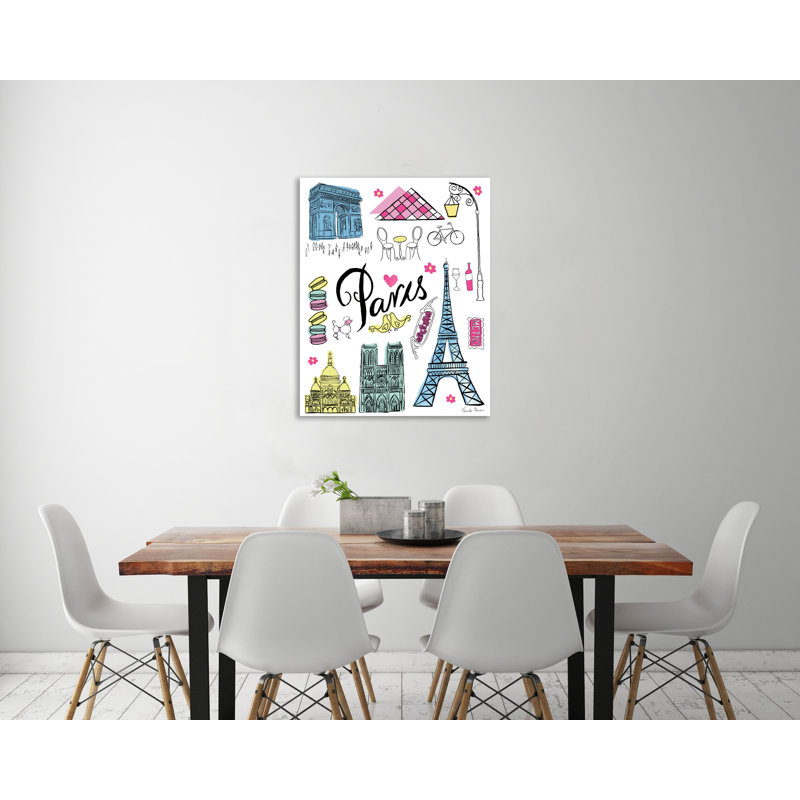 «Travel Paris White», toile tendue par Farida Zaman, H 15 po x l 12 po x P 1,5 po