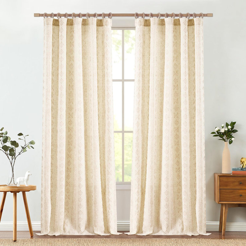 Linen Blend Semi-Sheer Rod Pocket Curtain Pair, Taupe on Flax, 52" W x 96" L