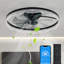 Ventilateur de plafond à DEL décoratif 24 po - Plafonnier encastré moderne avec anneau en acrylique, pales cachées, télécommande et éclairage à intensité variable (noir)