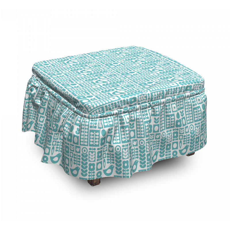Housse pour repose-pieds oiseaux fleurs