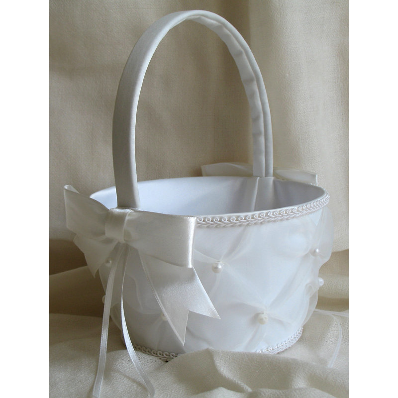Panier de fille à fleurs perles, Ivoire