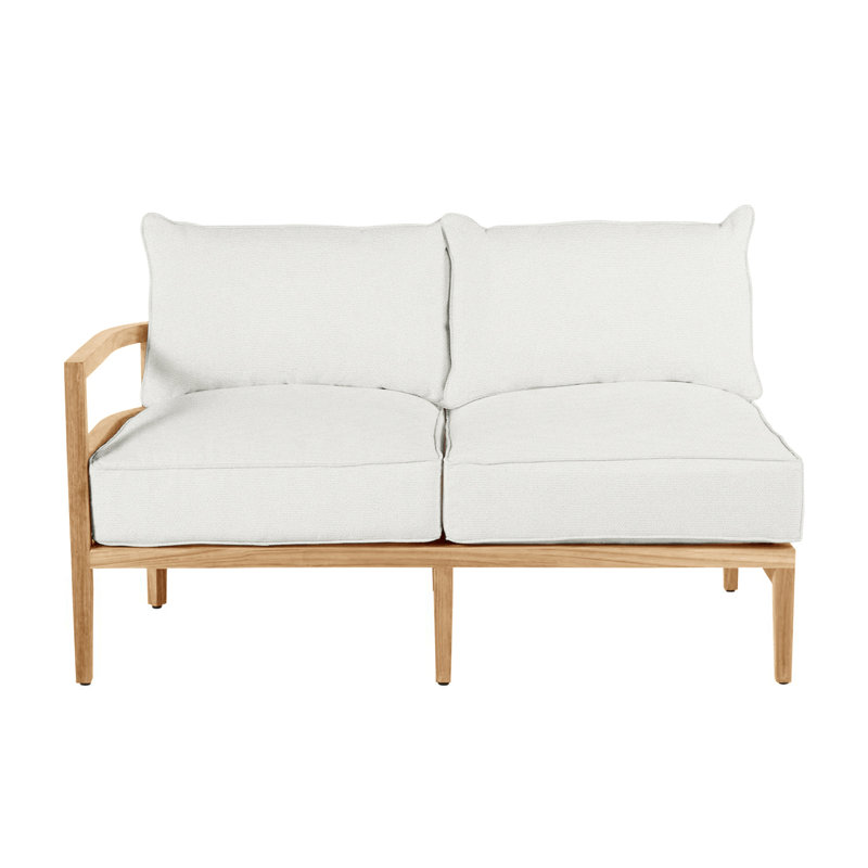 Santa Barbara 57.5" Wide Teak Loveseat with Cushions, Natural White, Natural Teak, Welt + Standard fill
