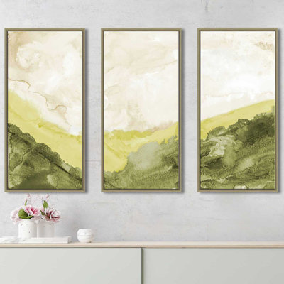 «Washed Landscape», peinture sur toile flottante 3 pièces