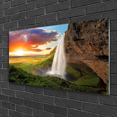 Mountain Waterfall - Unframed Photograph on Glass