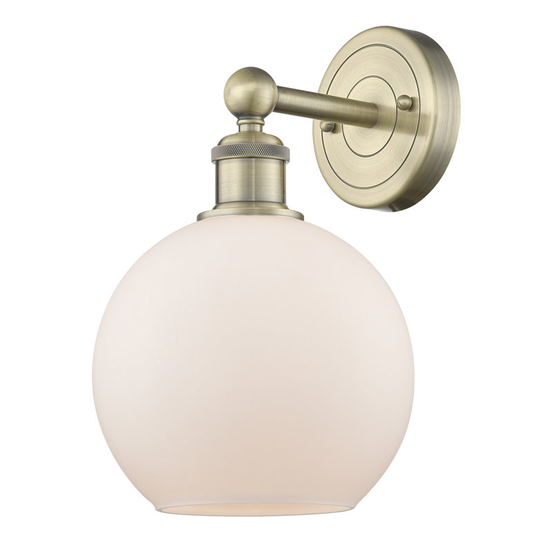Ellington Steel Armed Sconce, Matte White, Antique Brass