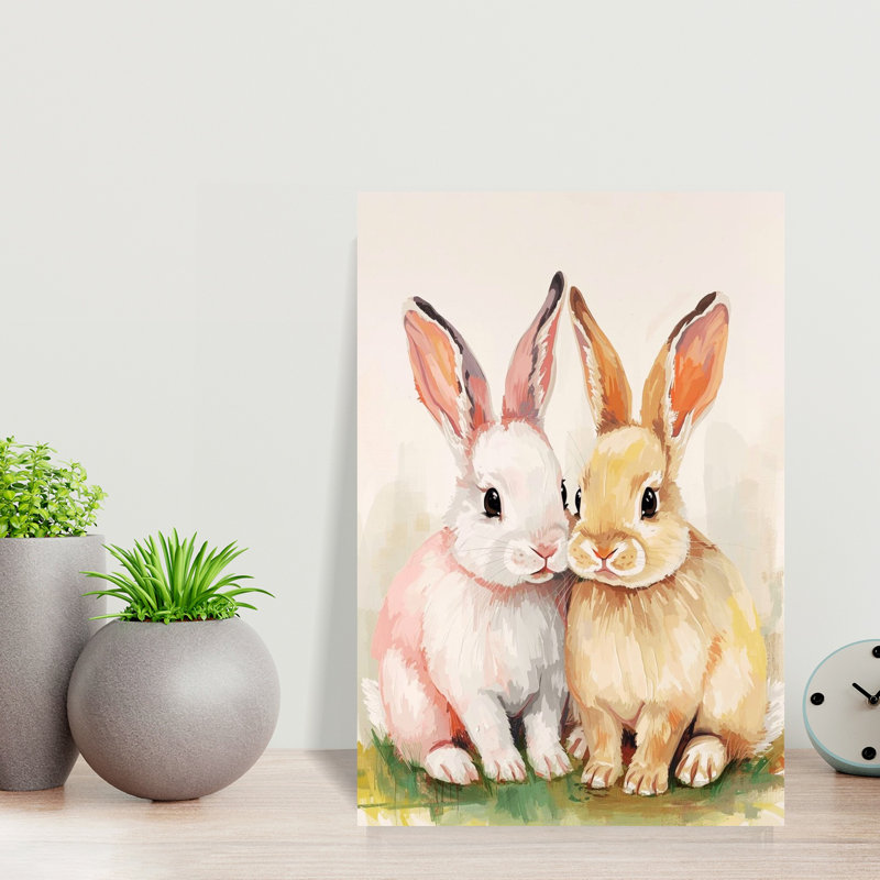 Cute Bunny Pair by Ohkimiko - Wrapped Canvas Print, 45.72 cm H x 30.48 cm W