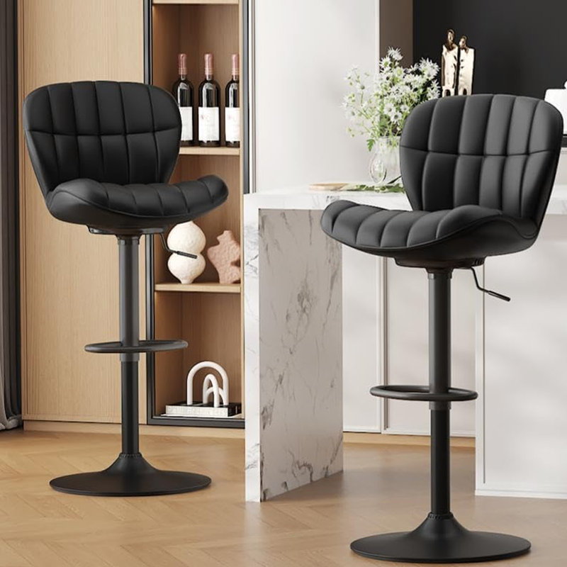 Tabourets de bar pivotants et réglables, Noir, 2