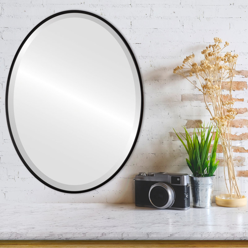 Bugarin Oval Mirror, 16.62" H x 20.62" W, Matte Black
