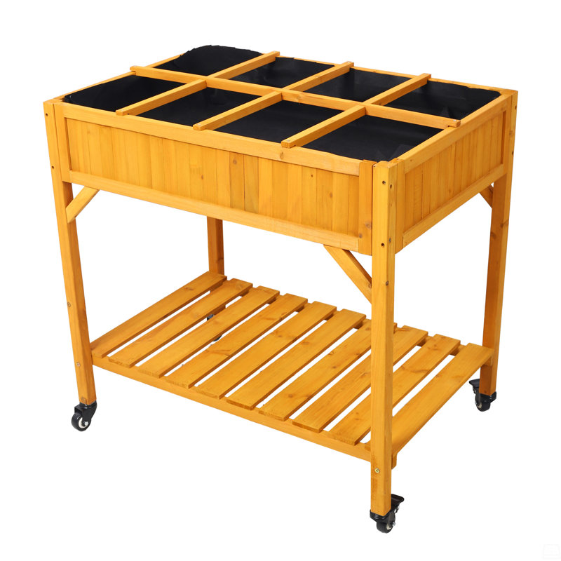 Lit de jardin surélevé à 8 pochettes, jardinière surélevée mobile personnalisable