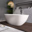 Baignoire de trempage autoportante moderne en résine de 71 po avec trop-plein et drain escamotable, beige-125033669