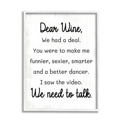 Bb-622-Framed " Dear Wine Need To Talk " by Lil' Rue