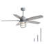 Ventilateur de plafond gris ciment 52 pouces avec lumière E26, abat-jour en verre, 5 pales en contreplaqué, moteur à courant continu silencieux, 6 vitesses de vent
