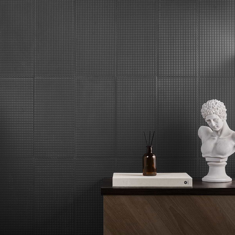 Kinzie Waffle 8X16 Matte Ceramic Tile, Charcoal
