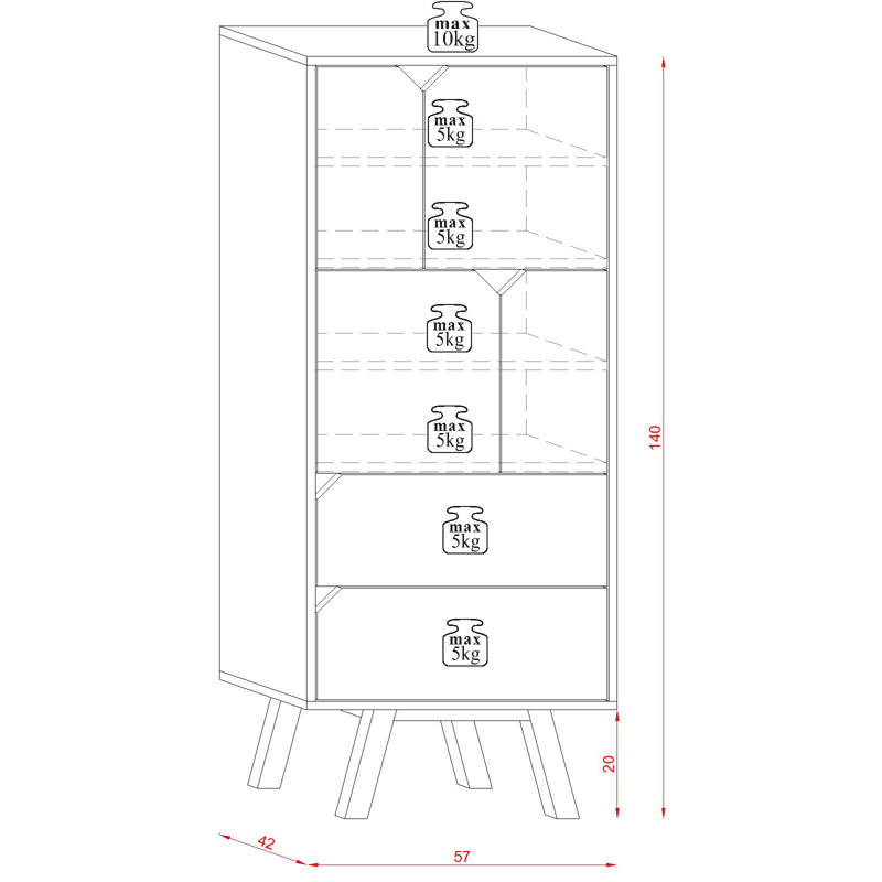 Jedidiah 57cm W 2 - Drawer Chest of Drawers, White/Grey