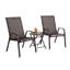 3 pièces de patio en brun - Chaises de camping d'extérieur avec tissu respirant et table en acier de conception compacte, large application 3 pièces en tissu compact, vue parfaite-1149173431