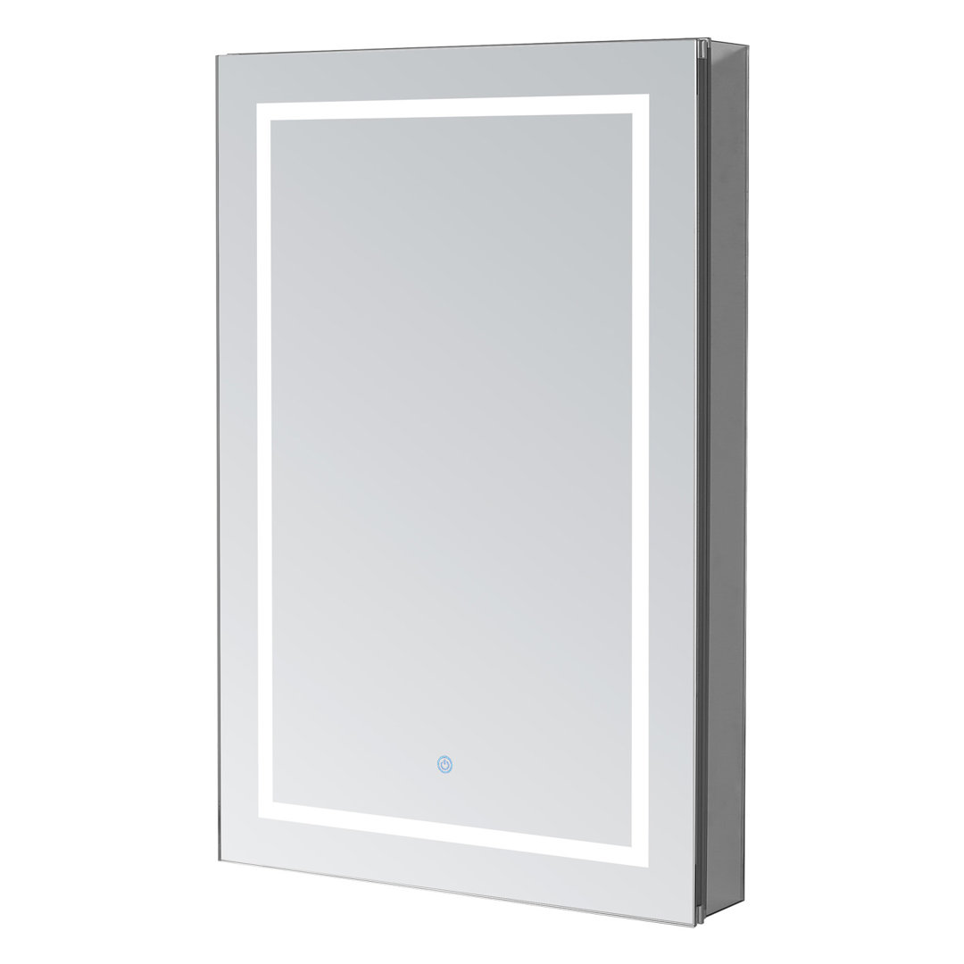Sargat 24W LED Medicine Cabinet with Defogger, Dimmer, Adjustable LED 3X Magnifying Mirror and  Electrical Outlets Orren Ellis 