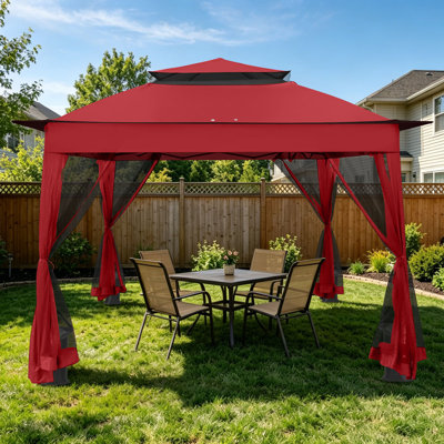EAGLE PEAK 11 Ft. W x 11 Ft. D Pop Up Portable Gazebo with Removable Zipper Mesh Netting, Outdoor Patio Canopy Tent with Carry Bag & 4 Weight Bags