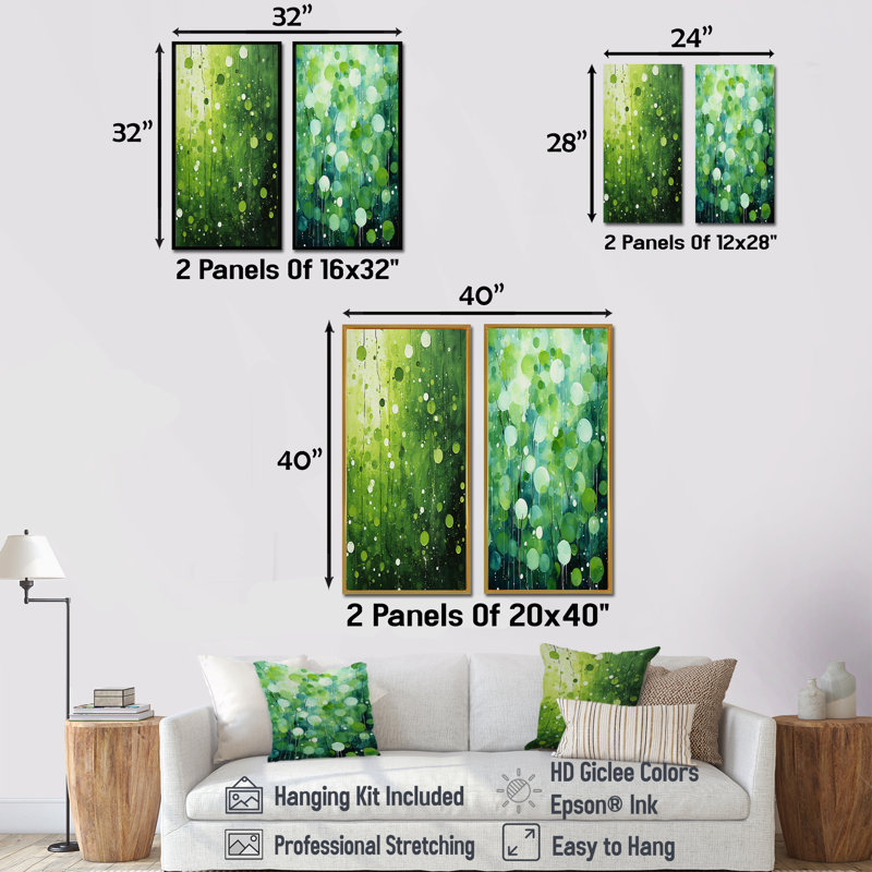 Quirky Quarters Botanical - Abstract Popart, ensemble de 2 reproductions sur toile, H 28 po x l 25 po, Cadre flottant doré