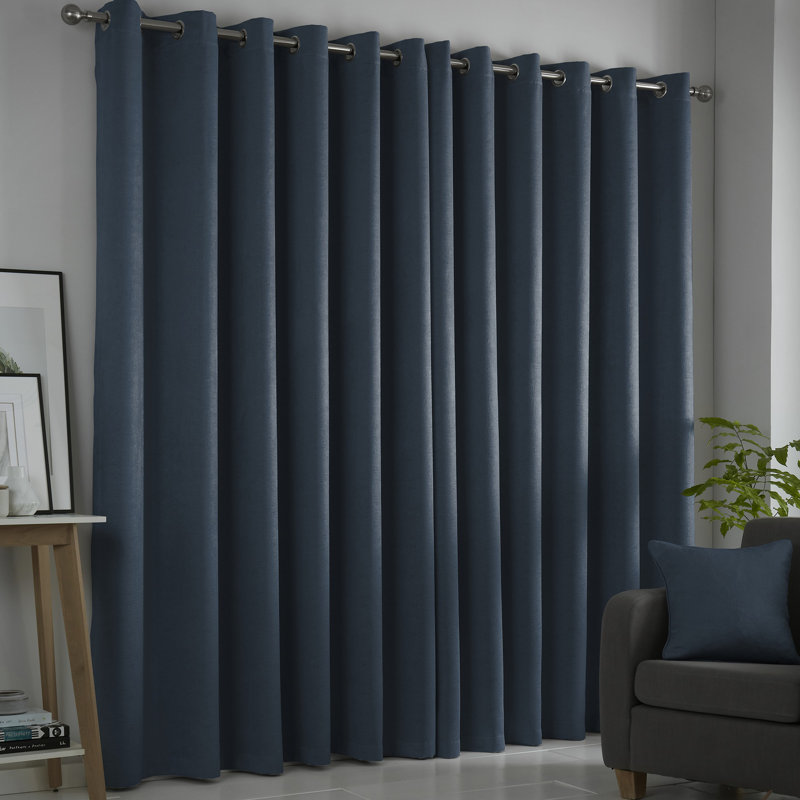  Eyelet Room Darkening Curtain, Navy, Width 229 x Drop 183 cm