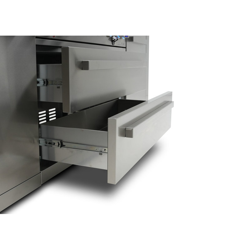 Mont Alpi 6-Burner Deluxe Stainless Steel Outdoor Island Barbecue Grill + Kegerator & Refrigerator
