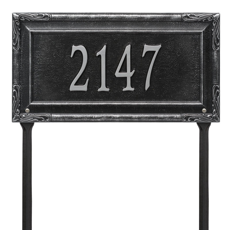 Gardengate Personalized Grande 1-Line Lawn Address Sign, Black/Silver, Yes