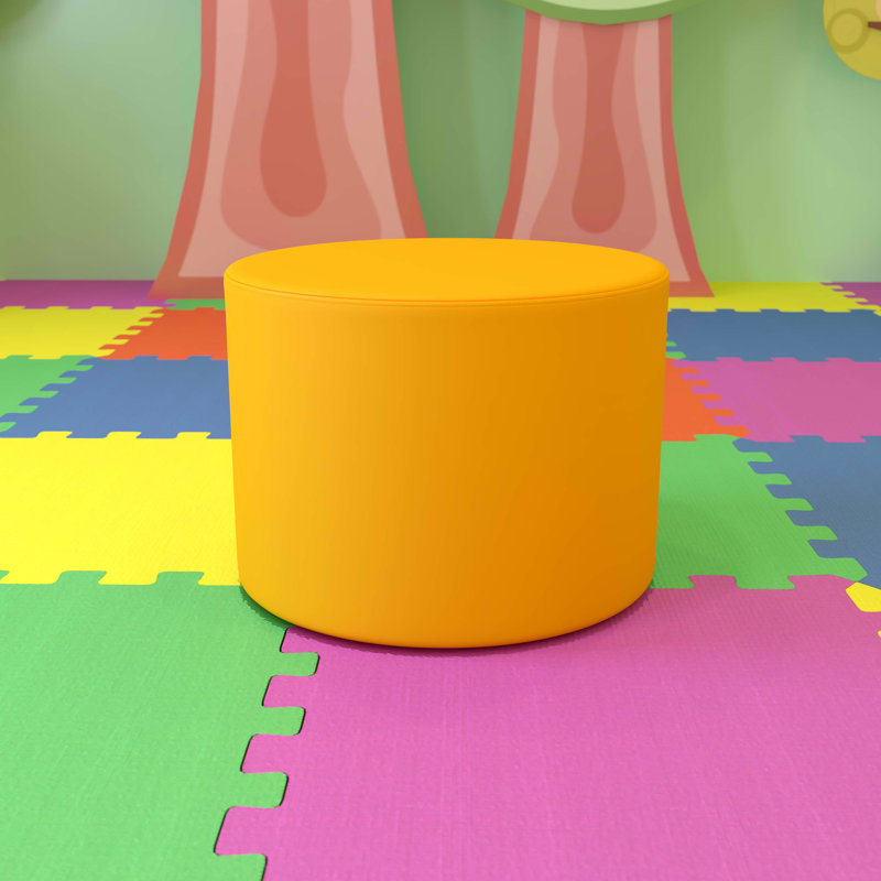 Modular Yellow Vinyl Round Ottoman for Versatile Spaces
