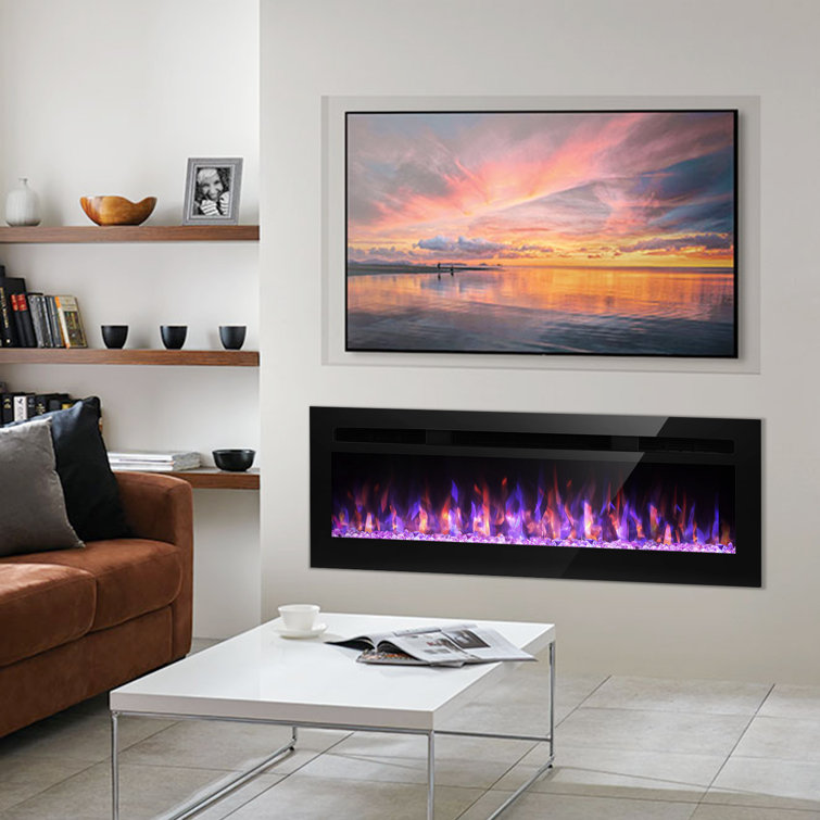Symple Stuff Electric Fireplace Recessed And Wall Mounted Fireplace u0026  Reviews | Wayfair