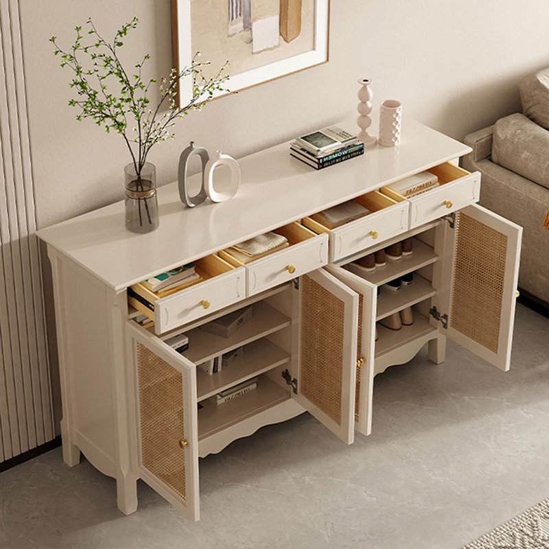 Buffet décoratif moderne en bois massif blanc, H 36,61 po x l 60,24 po x P 13,78 po