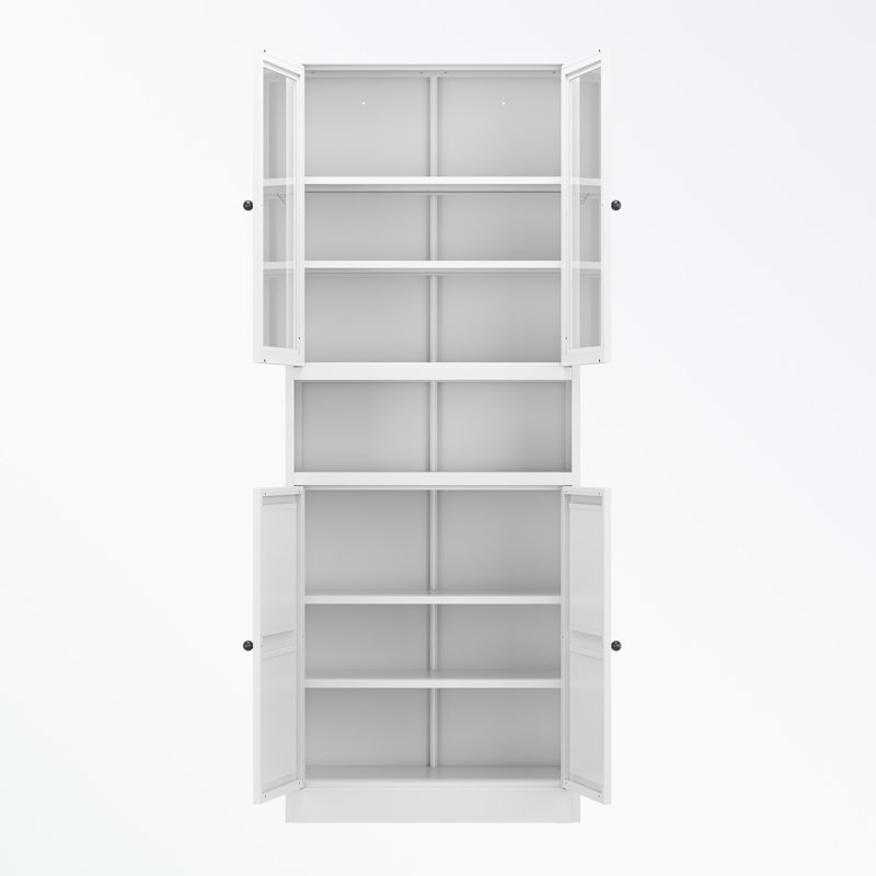 Armoire décorative avec portes à double vitrage et tablette ouverte
