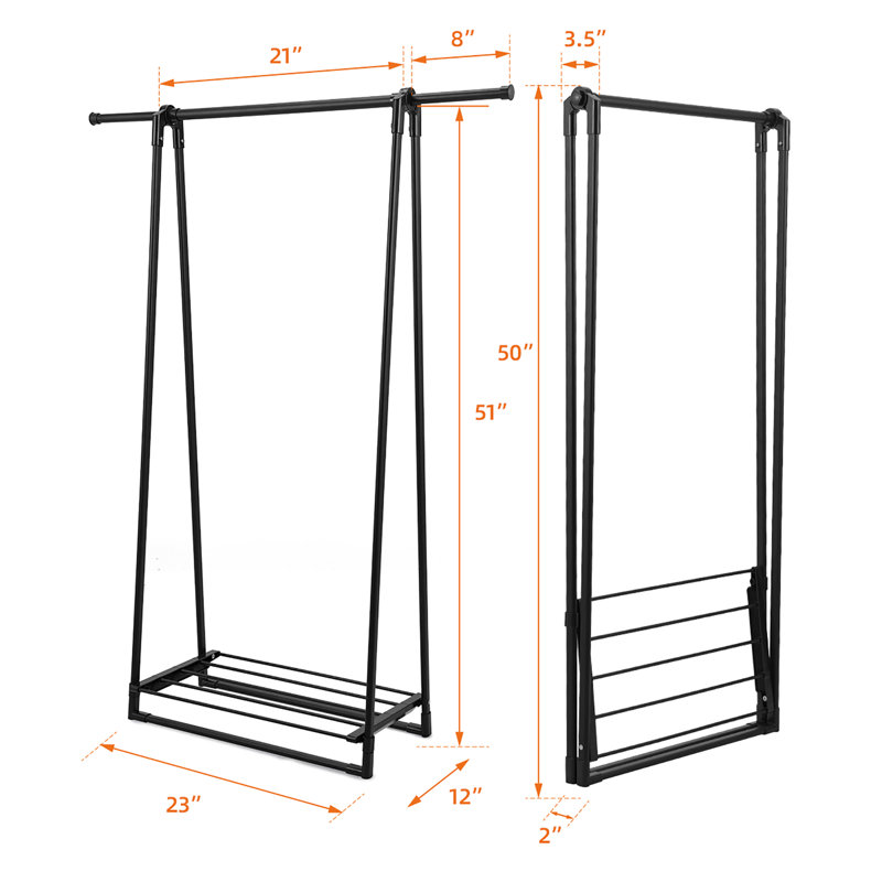 Rebrilliant A-frame Garment Rack Folding Clothes Hanger W/ Extendable Hanging Rod&shoe Shelf