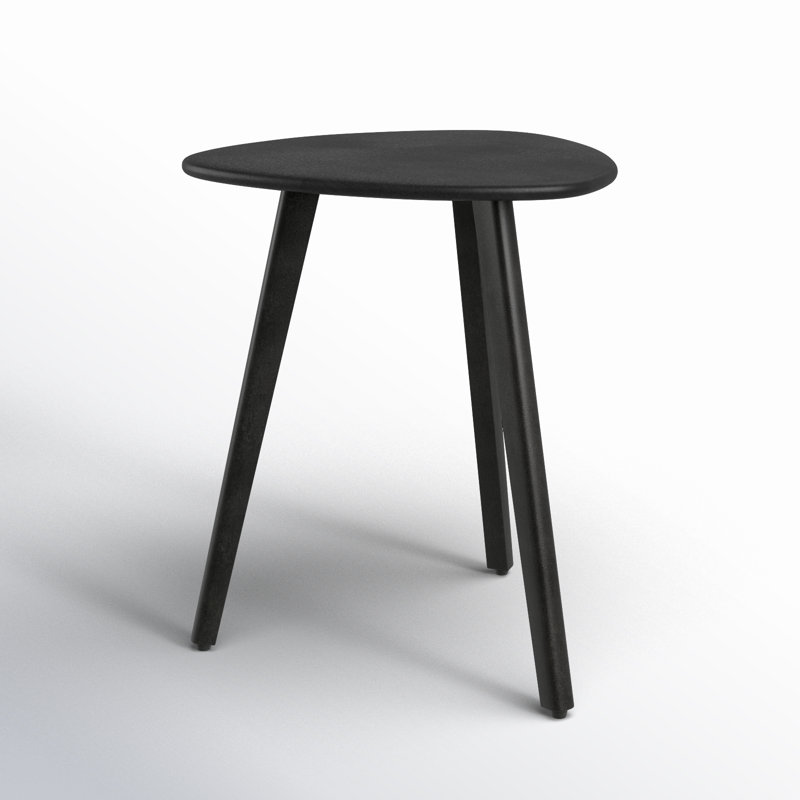 Table de bout à 3 pieds en bois massif Azori, Noir