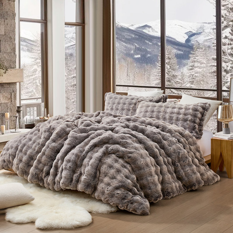Ensemble d'édredon très grand Snowball Chunky Bunny - Coma, Édredon pour lit simple TG + 1 taie décorative, Brun