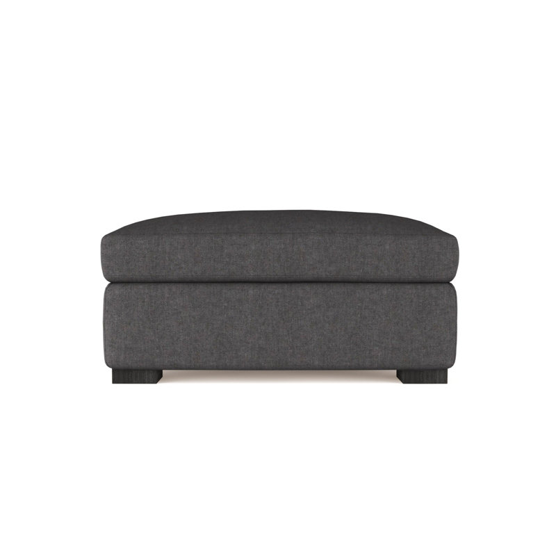 Crosby Ottoman, Ebony, Plush Velvet Blue Print