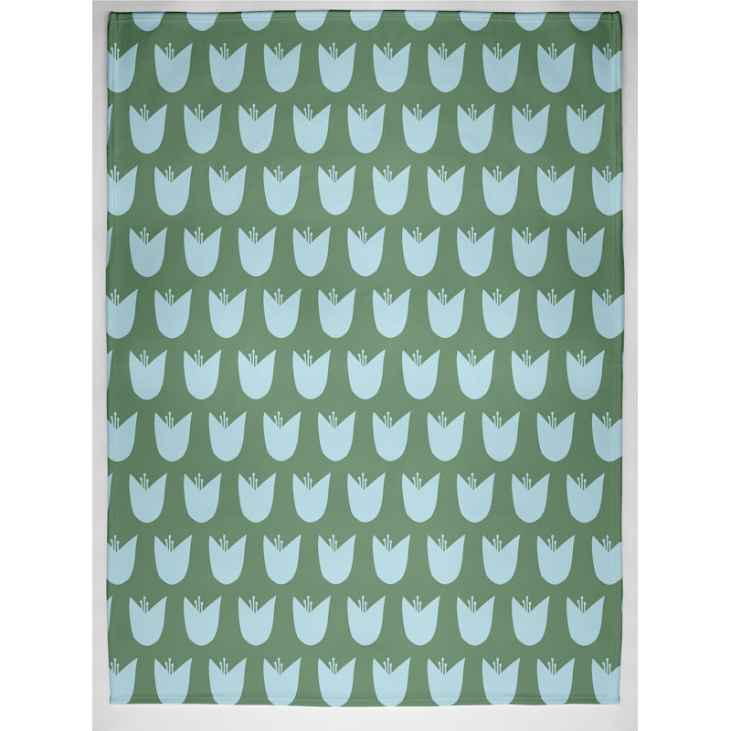 Tulips Throw Blanket, 60" L x 50" W, Succulent (Green/Light Blue)
