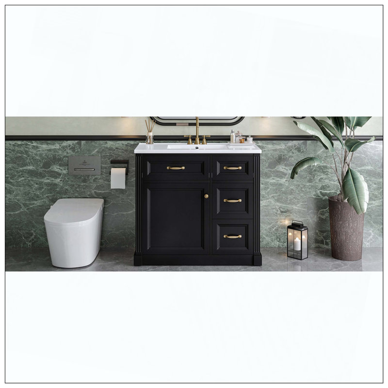 Tablette de meuble-lavabo en céramique Modern, Noir
