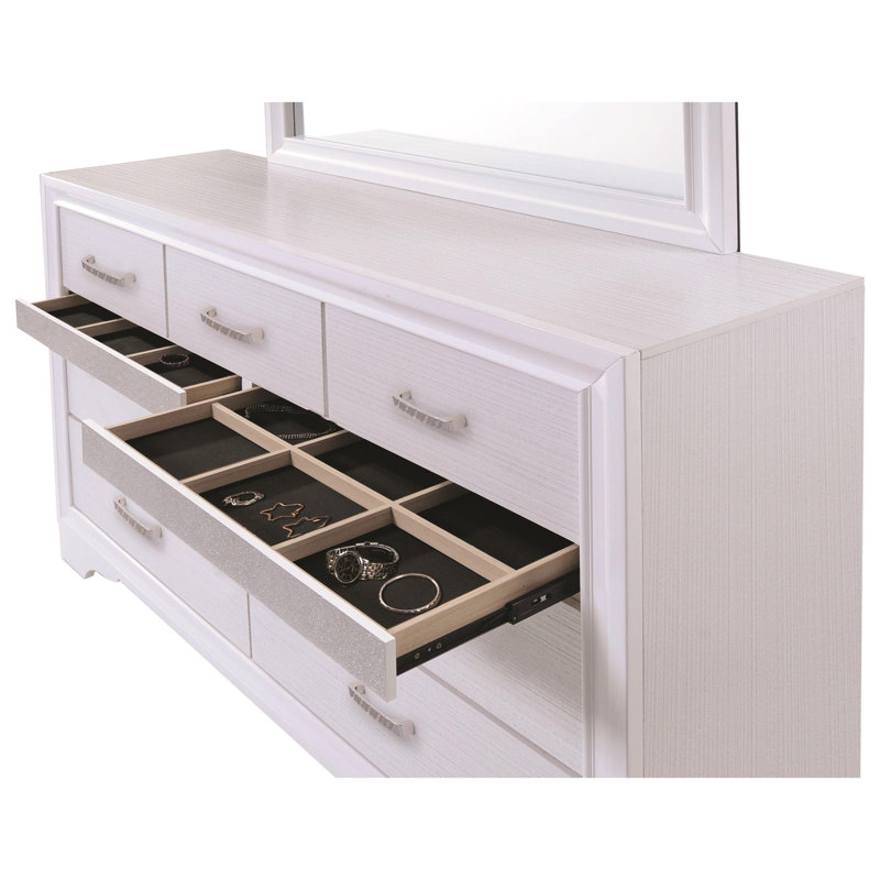 Commode double 7 tiroirs Lanier, Blanc