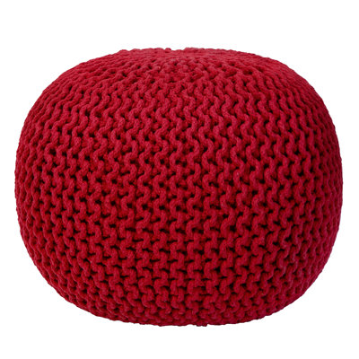 Round Pouf Foot Stool Ottoman – Cotton Knitted Cord Boho Pouffe – Cable Knit Filled Footrest For Living Room, Nursery, Bedroom, Patio & Lounge (18" X 18" X 14")