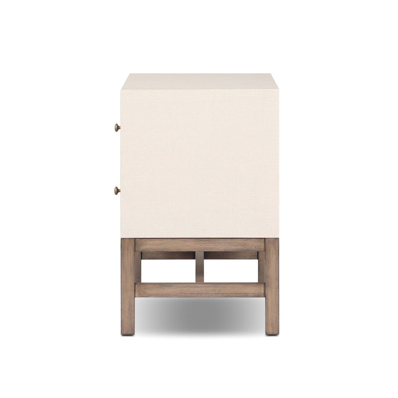 Fiona Nightstand - Black Raffia, Ivory Painted Raffia