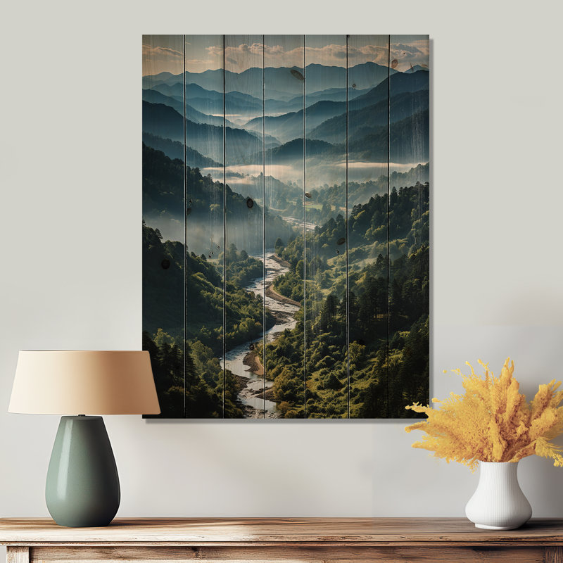 Greigh - Paysages, décoration murale sur bois de pin naturel, H 32 po x l 24 po