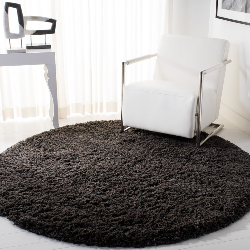 Classic Shag Hand Tufted Performance Solid Color Rug, Round 6'