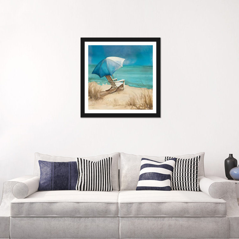 «Delray Beach I» par Carol Robinson - reproduction imprimée, H 24 po x l 24 po x p 1 po, Papier encadré noir, Blanc