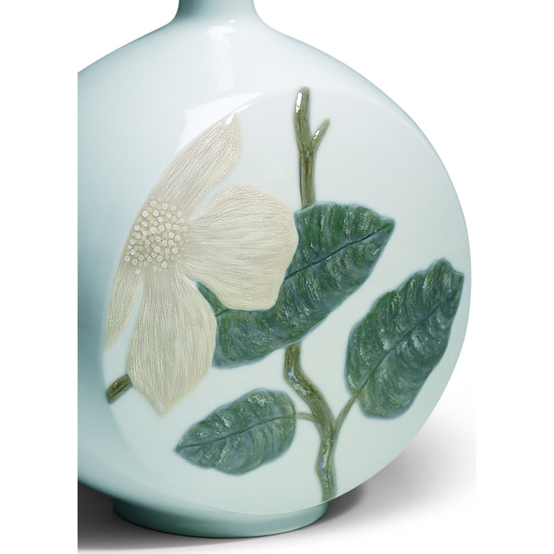 Vase de table en porcelaine 14,96 ", Blanc / Vert