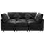 Canapé modulaire en forme de U ou de L de 86,6 pouces avec ports de chargement, noir, chenille douce, mousse haute densité, deux coussins décoratifs, rembourrage en mousse.